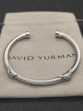 David Yurman 4mm Pave Double X Bracelet